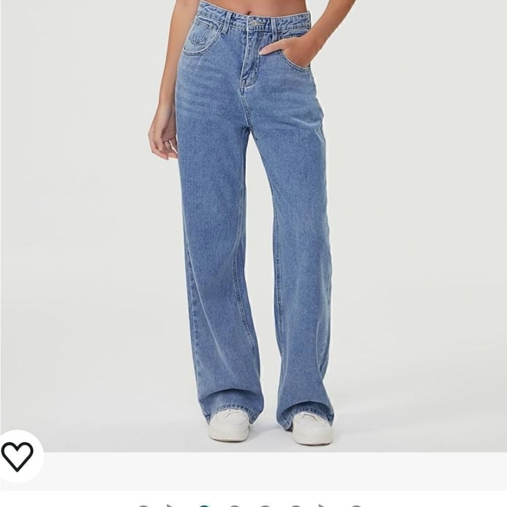 NWT HDLTE Women Wide Leg Jeans High Waist Baggy Jeans Loose Boyfriend Jean XL